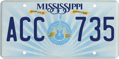 MS license plate ACC735