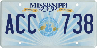 MS license plate ACC738