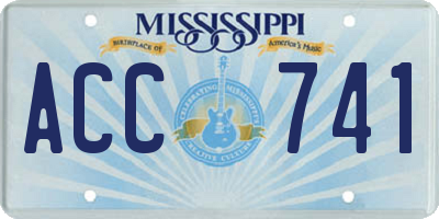 MS license plate ACC741