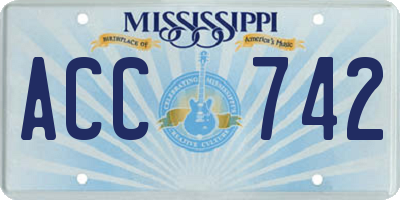 MS license plate ACC742