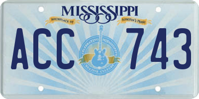 MS license plate ACC743