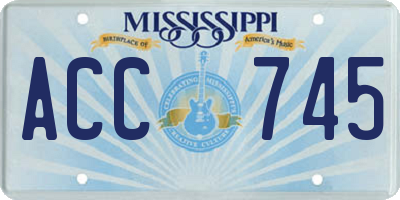 MS license plate ACC745