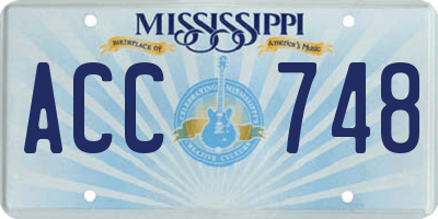 MS license plate ACC748