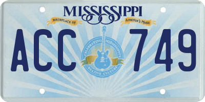 MS license plate ACC749
