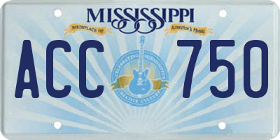 MS license plate ACC750