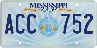 MS license plate ACC752