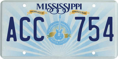 MS license plate ACC754