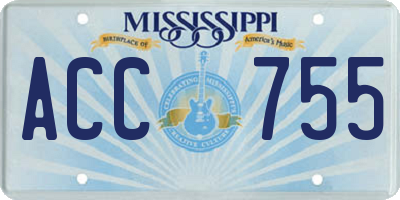 MS license plate ACC755