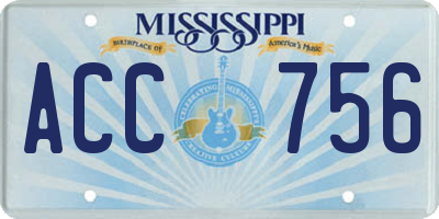MS license plate ACC756