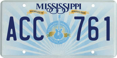 MS license plate ACC761