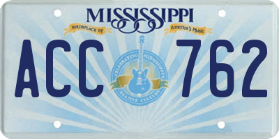 MS license plate ACC762