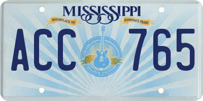 MS license plate ACC765
