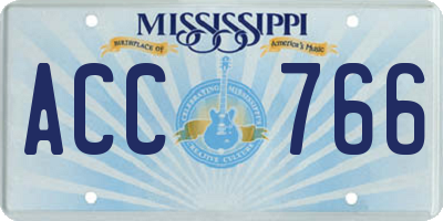 MS license plate ACC766
