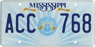 MS license plate ACC768