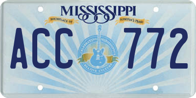 MS license plate ACC772