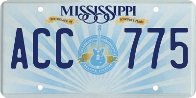 MS license plate ACC775