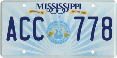 MS license plate ACC778