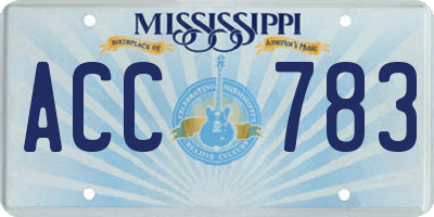 MS license plate ACC783