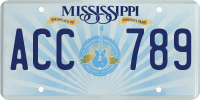 MS license plate ACC789
