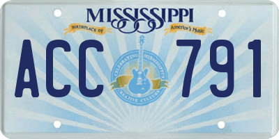 MS license plate ACC791