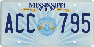 MS license plate ACC795