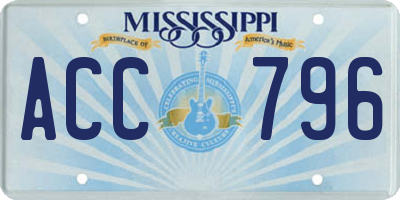 MS license plate ACC796