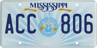 MS license plate ACC806