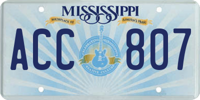 MS license plate ACC807