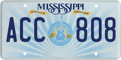 MS license plate ACC808