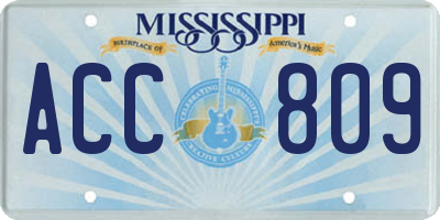 MS license plate ACC809