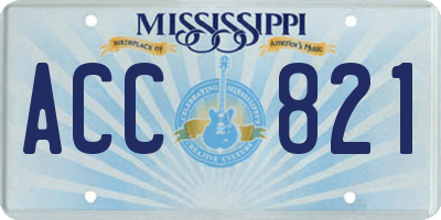 MS license plate ACC821