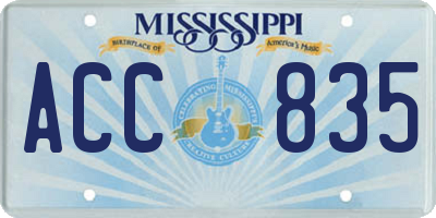 MS license plate ACC835