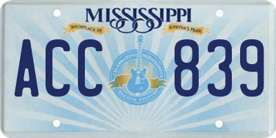 MS license plate ACC839