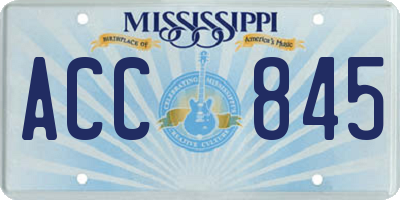 MS license plate ACC845