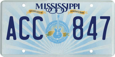 MS license plate ACC847