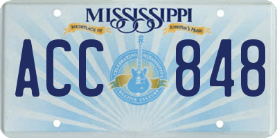 MS license plate ACC848