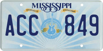 MS license plate ACC849