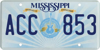 MS license plate ACC853