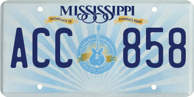 MS license plate ACC858