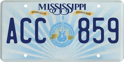 MS license plate ACC859