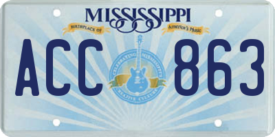 MS license plate ACC863