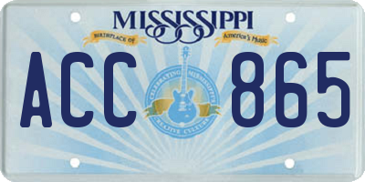 MS license plate ACC865