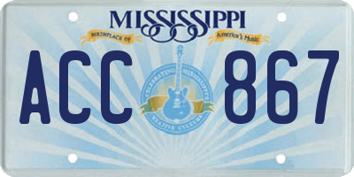 MS license plate ACC867