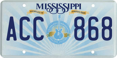 MS license plate ACC868