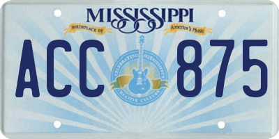 MS license plate ACC875