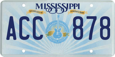 MS license plate ACC878