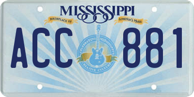 MS license plate ACC881