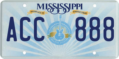 MS license plate ACC888