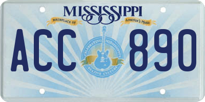 MS license plate ACC890