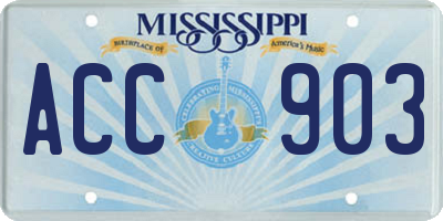MS license plate ACC903